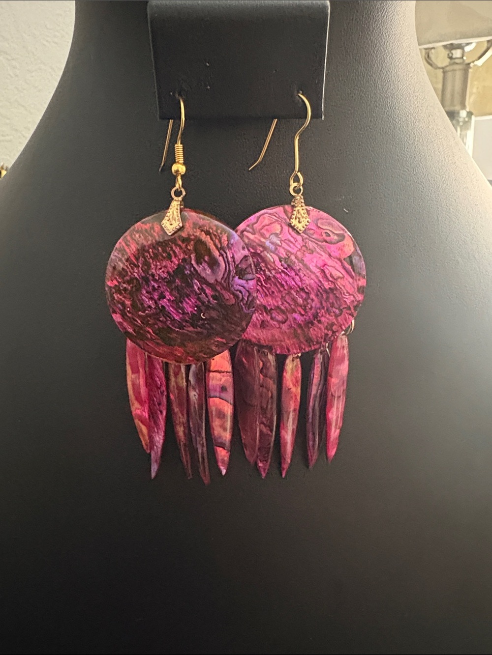 Vintage 1980s Iridescent Shell Fringe Earrings | Bold Boho Statement Dangles